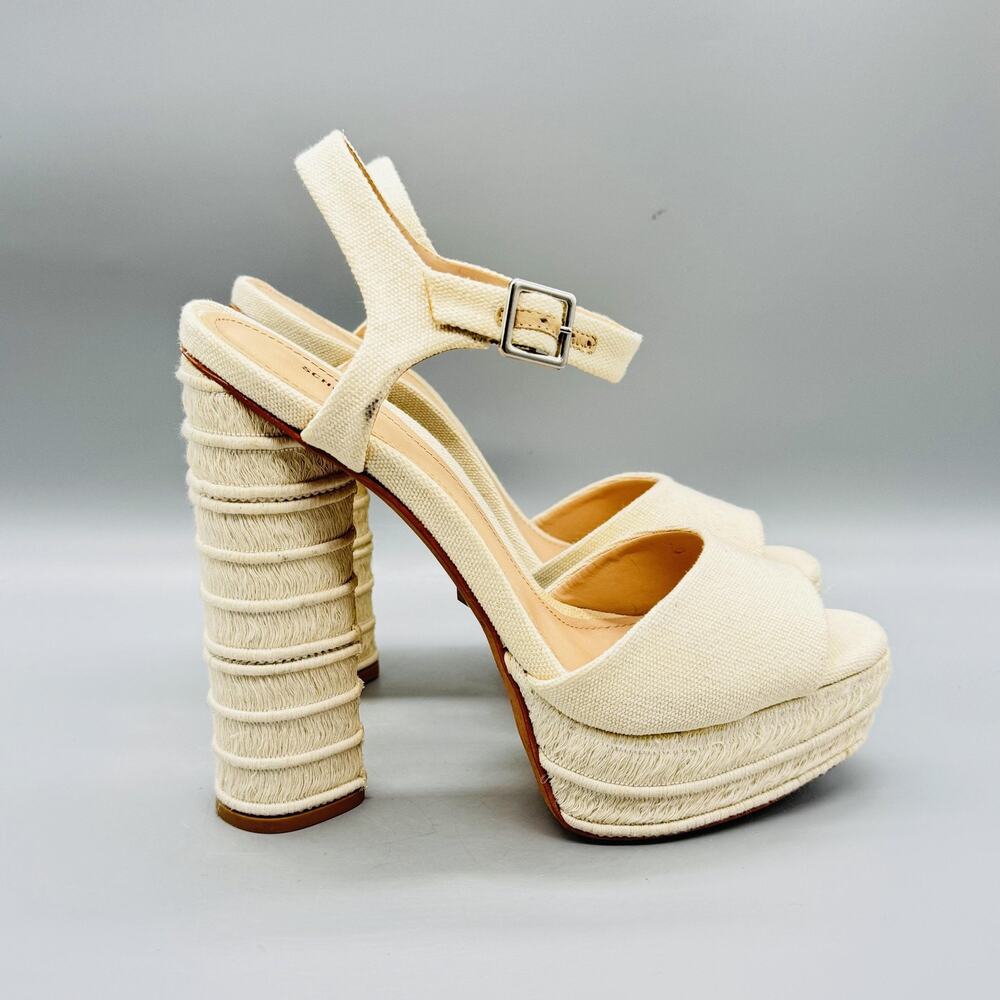 SCHUTZ Cream Platform Block Heel Sandals